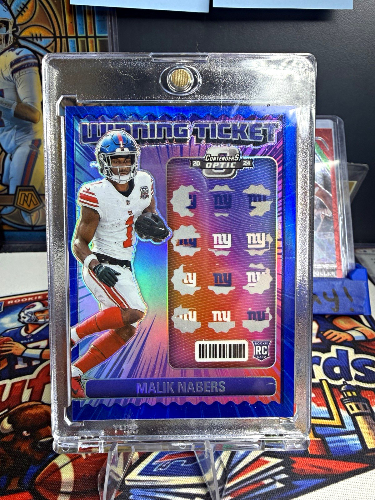 Panini Contenders Optic 2024 Malik Nabers Giants Blue Prizm /99 RC #WT-MNS