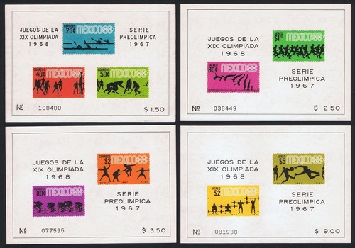 Olympic Games Mexico 4 MSs Mexico 1967 MNH SG#MS1145+MS1150