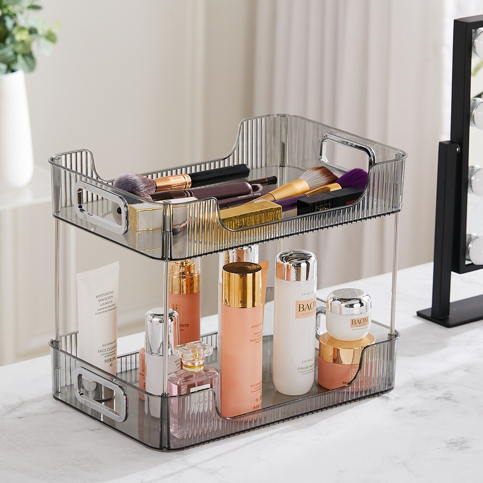 Makeup Organiser 2 Tier Desktop Tidy Cosmetic Storage Case Box Bedroom ...