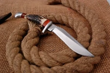 7" Custom Handmade D2 Steel Outdoor Skinner Knife W-Stag Antler Handle MK 170