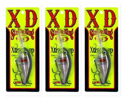 (3) Strike King 8XD 5 1/2'' Xtra Deep Crankbaits 1.3 Oz Clearwater Minnow New
