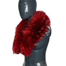 COLLO IN  DI PELLICCIA PER GIACCHE IN PELLE ROSSO SCALDACOLLO SCIARPA
