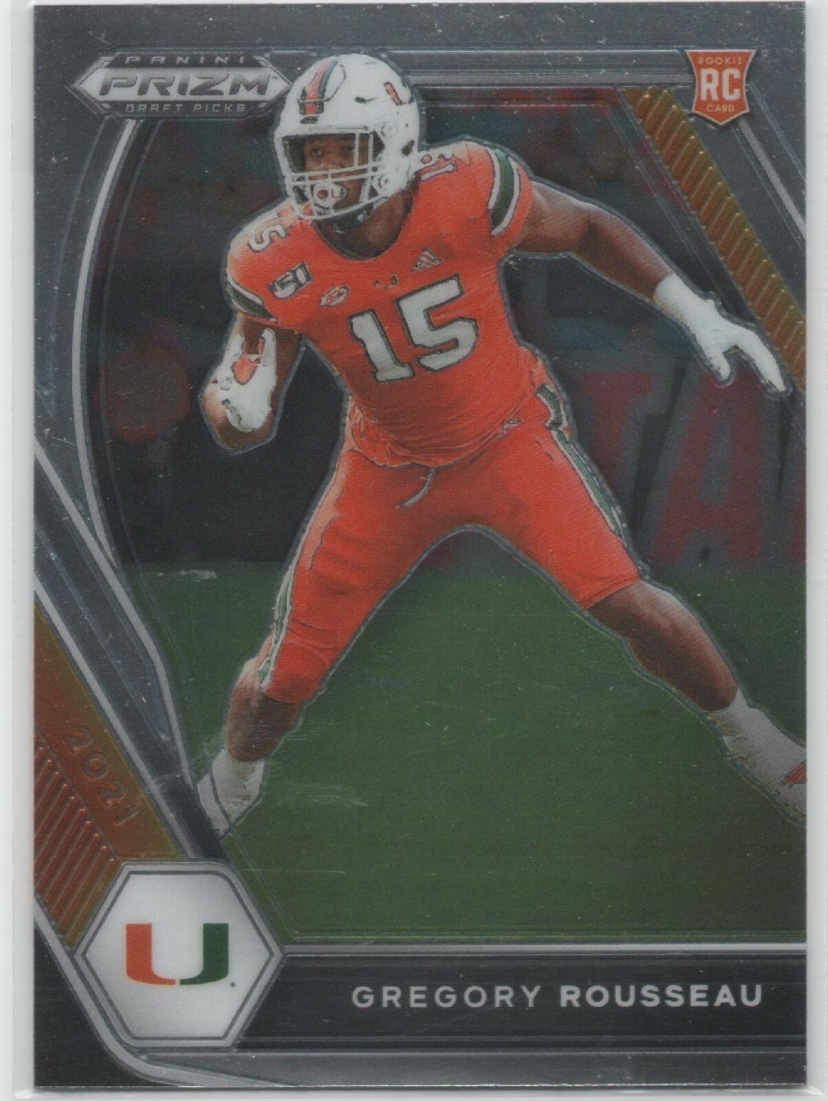 Greg Rousseau Draft 2021 Panini Prizm Draft Picks #144 Gregory Rousseau UNIVERSITY of MIAMI ...
