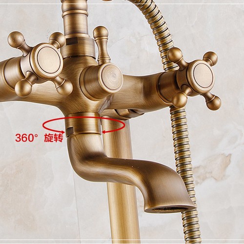 Grifo mezclador de ducha de pie para baño con soporte de baño - Imagen 7 de 9