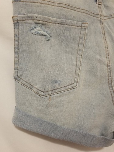 AERO Flex Effects Super Hi Rise Button Fly Denim Shorts Sz 8 Blue Cuff SLIM FIT - Picture 7 of 15