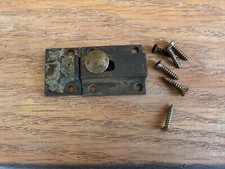 Vintage Ornate Eastlake Victorian Cabinet Door Bolt Lock Latch w/ Keeper Screws