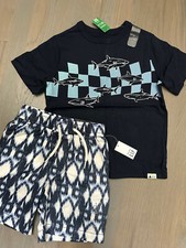 NWT Baby Gap boy SUMMER 2-piece blue shark t-shirt print shorts SET 5 5T