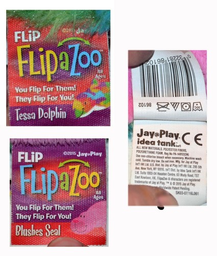 FlipaZoo Flip A Zoo Tessa Tie Dye 16" Dolphin & Seal Plush, Flip A Zoo Pink 2015 - Picture 7 of 12
