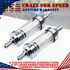2X 5/16 8mmMotorcycle Car Petrol Diesel Inline Tube Gas Fuel Filter Metal Glass