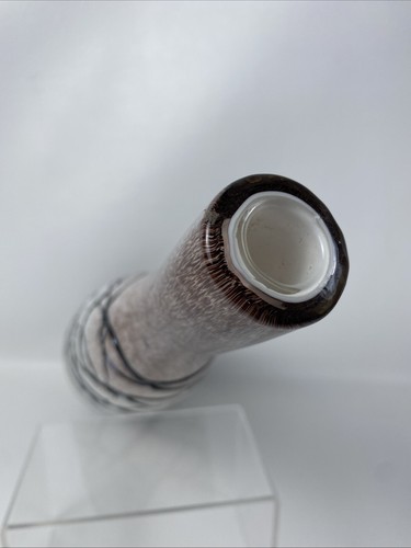 18” ABSTRACT BOTTLE VASE FUSED 3D STRING THICK 2 LAYER CASED GLASS SIGNED NUMBER - Bild 8 von 19