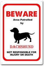 Safety Notice Dachshund Dog Patrolled Tin Metal Signs Home D cor 8x12