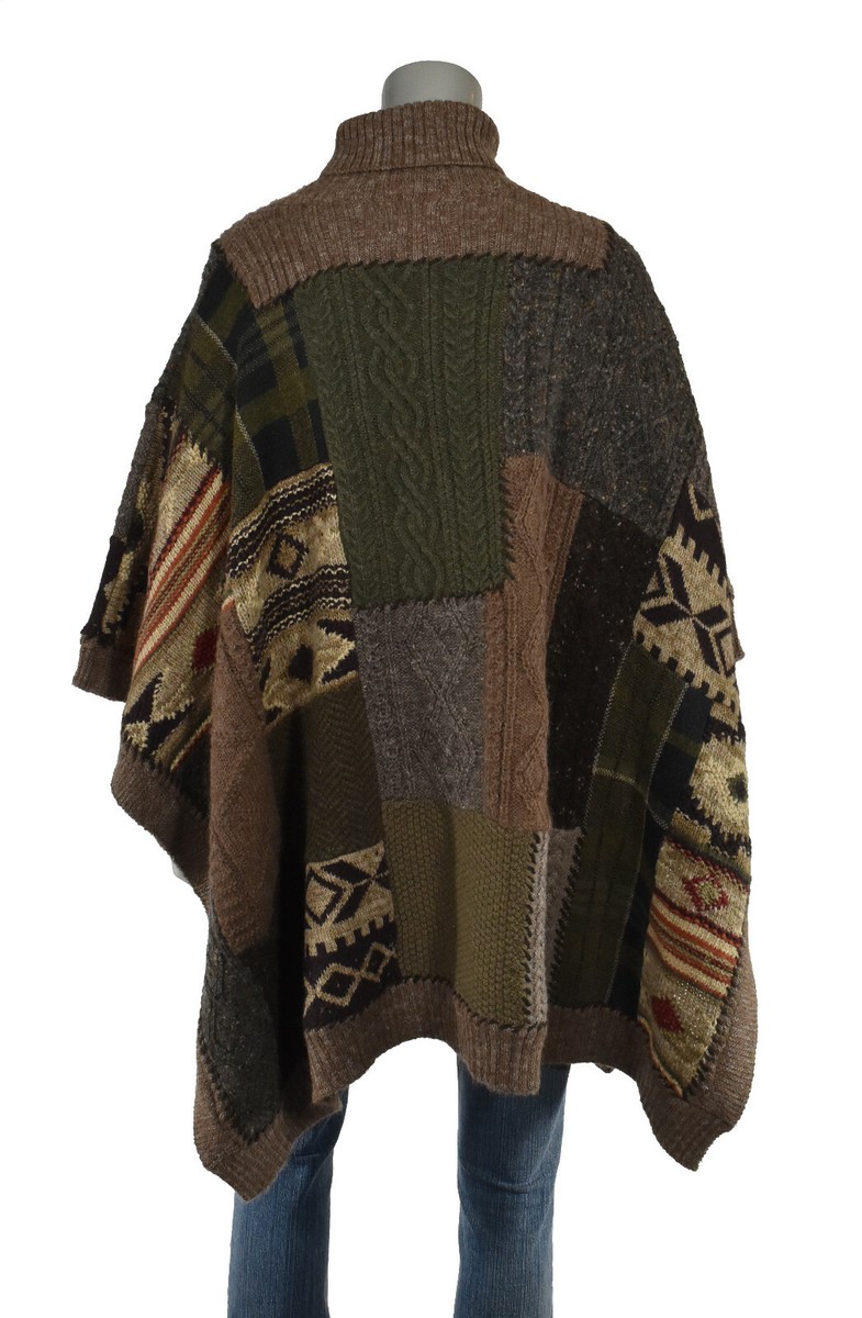 RALPH LAUREN” Wool Patchwork Poncho