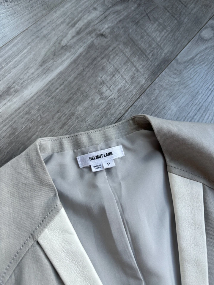 Helmut Lang gray linen vest with white Leather decorations Size: L - Image 4 of 4