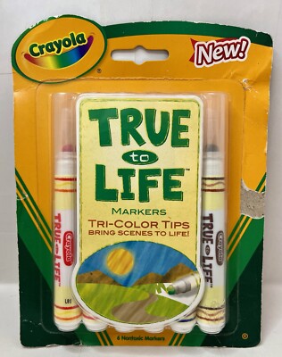 Crayola True to Life Markers Tri-Color Tips 6 Pk Bring Scenes To Life DC d HTF