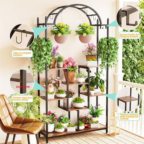Heavy Duty Plant Stand Indoor Display Shelf Arch Top Flower Shelves Pots Holder - Picture 9 of 14