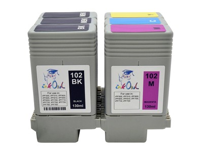 6 InkOwl 130ml Compatible Cartridges for CANON PFI-102 iPF500 600 700 710 720