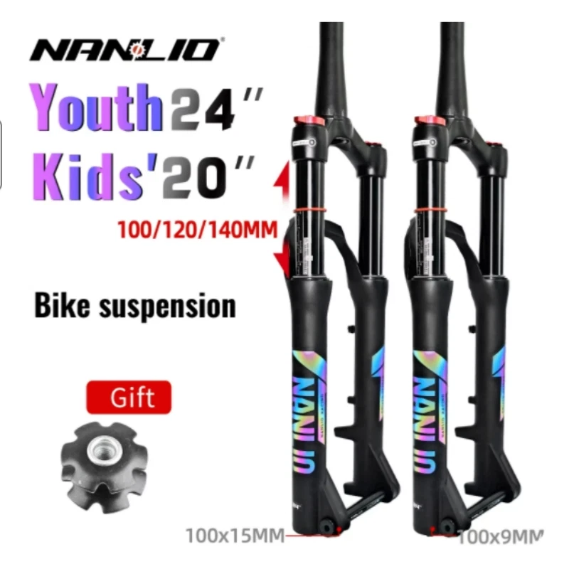Youth Kids Bike Suspension Fork 20 24 inch 100 120 140mm Shoulder Lock Bike Fork - Image 2 of 4