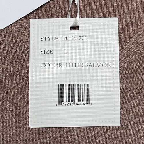 Sioni Milano Blouse L Mixed Media Ruffle Sleeve Soft Knit Heather Salmon NEW - Picture 11 of 11