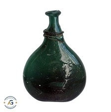 Bocksbeutelflasche / Plattflasche aus grünem Glas, 19. Jahrhundert (# 16566)