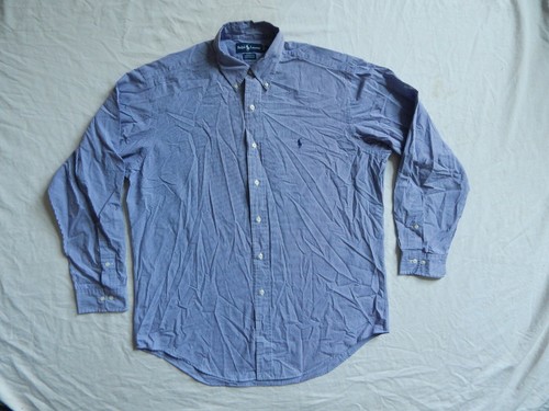 Ralph Lauren Blue White Gingham Plaid Long Sleeve Button Down Shirt - Large 16 - Picture 2 of 9