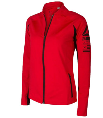 Reebok Damen Sport-Jacke Zip Trainingsjacke Gym Laufjacke Laufen Fitness Rot