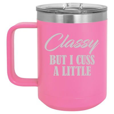 Classy but I Cuss Mug Glass or Tumbler DECAL ONLY 3/"x3.5/" 8cmx9cm