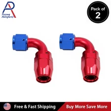 2PCS 90° Swivel Hose End Fitting Adaptor For 6AN CPE Oil Fuel Line Red&Blue