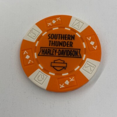 Southaven, Mississippi Southern Thunder Harley Poker Chip / Orange & White