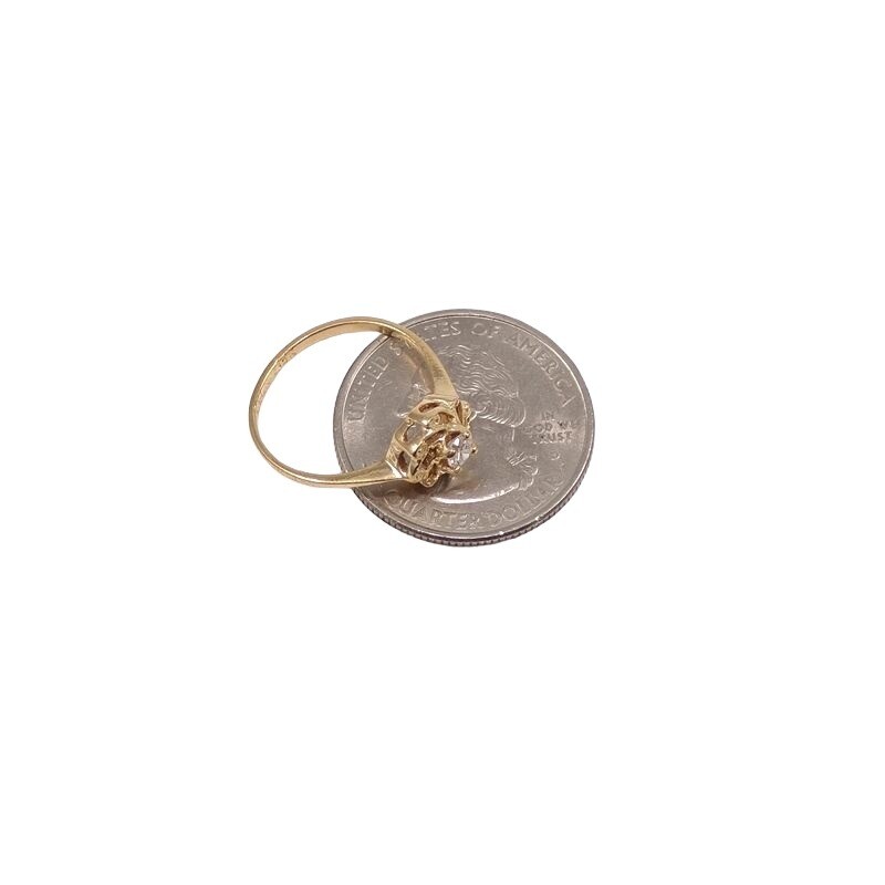 Solid 18K Yellow Gold Clear CZ Flower Ring Size 6 - image 6