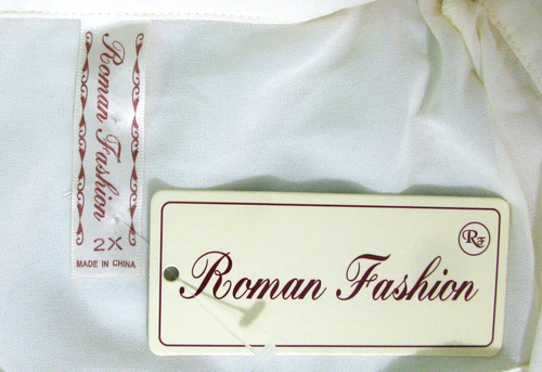 NWT~Roman Fashion~Cream SS Blouse Sz 2X Front Ruffled Jabot Trim Separate Lining - Picture 6 of 9
