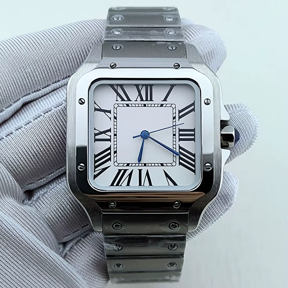 カスタム nh35 mod サントス Custom Mod 38mm White Dial Square Santos Style Seiko NH35