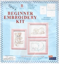 Jack Dempsey Beginner Embroidery Kit Huggable Animals 4080-561 w/ 4" hoop New