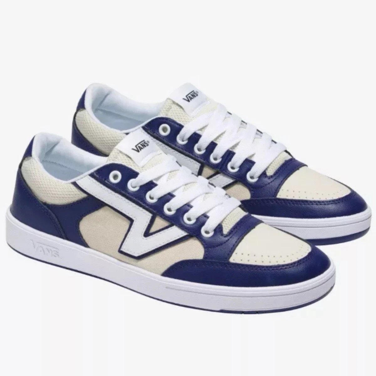 Vans Men\'s Lowland Cc Leather Two Tone Skate Shoes Black True Blue White NWT Unisex Vans Lowland 2.0 | Zappos.com main image 4