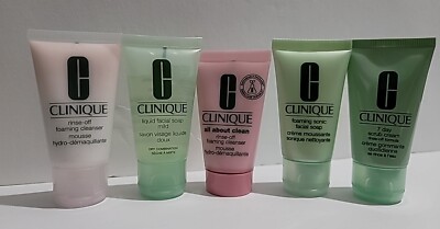 5 Clinique All About Clean Face Cleaners Soap Scrub Travel Size Lot 1 FL Oz