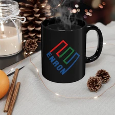 Enron Energy Company Famous 2 Sided 11oz Coffee Tea Black Mug