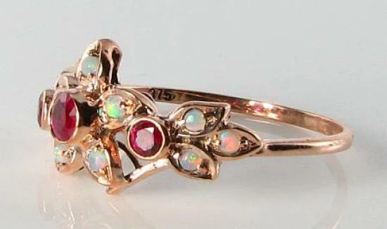 Anillo Eternity Daisy Cluster 9K 9CT Oro Rosa Rubí Ópalo Talla Gratis