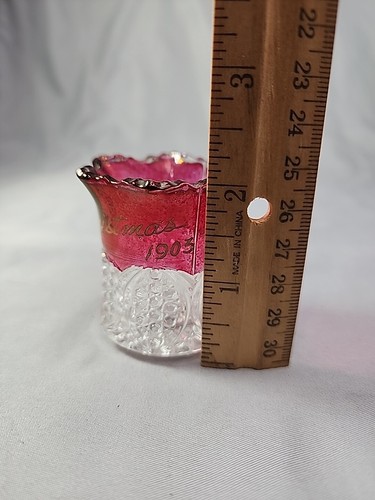 Weihnachten 1903 Karneval Souvenir Preiselbeere Glas Daumenabdruck Zahnstocher Halter - Bild 2 von 9