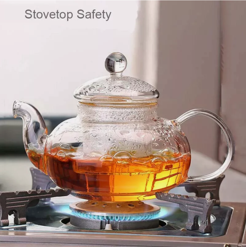 New Heat Resistant Glass Teapot Tea Set Clear Kettle Flower Puer Tea