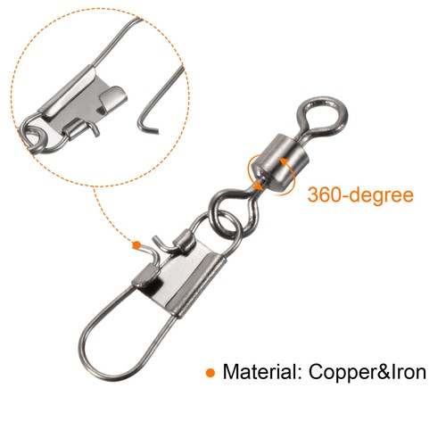 Fishing Rolling Swivel with Interlock Snap, 20 Pack 26LBS Line Connector, Black - Picture 4 of 5