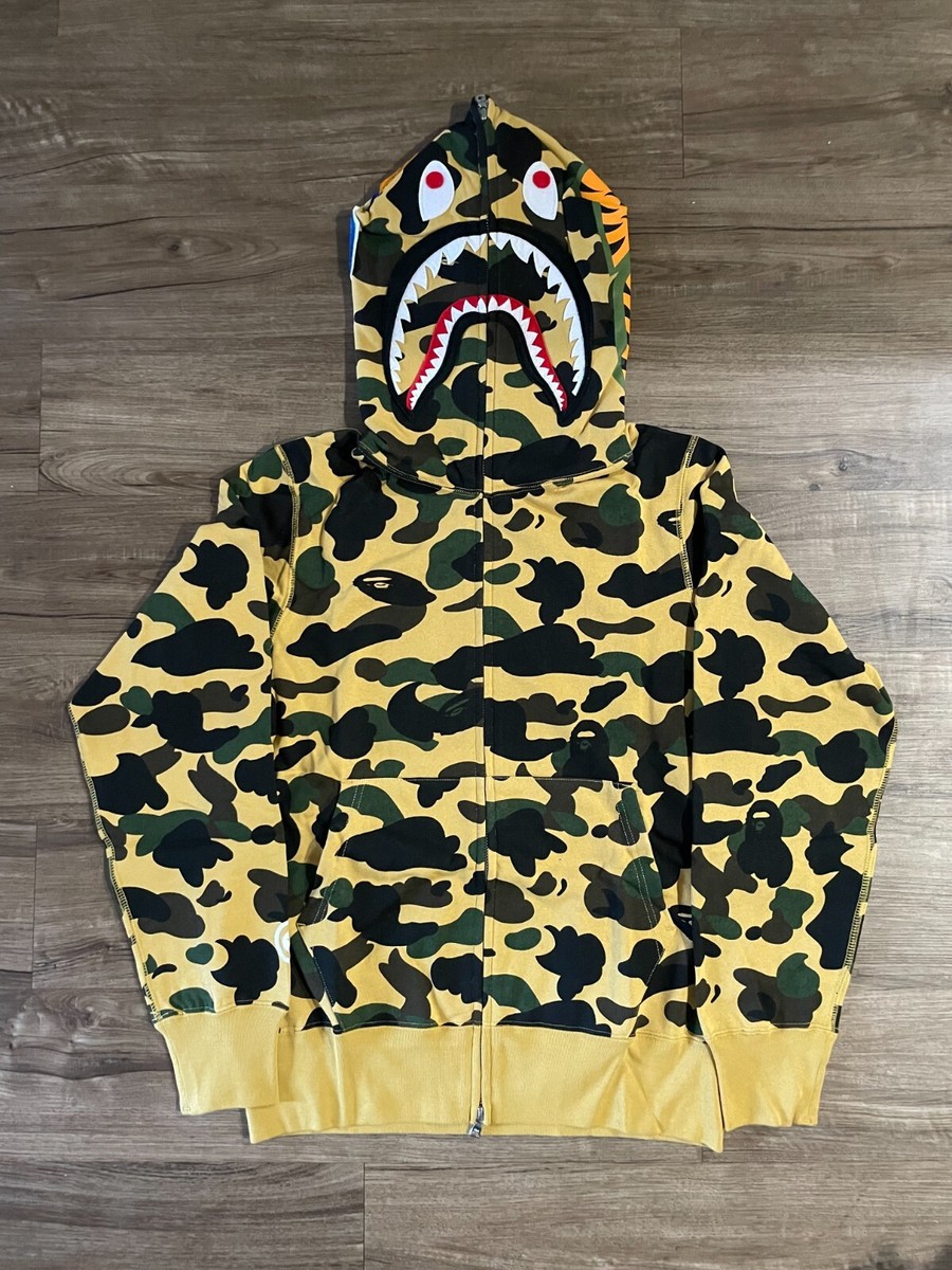 NEW BAPE 1st Camo Shark Full Zip Hoodie Yellow Size S-XXL