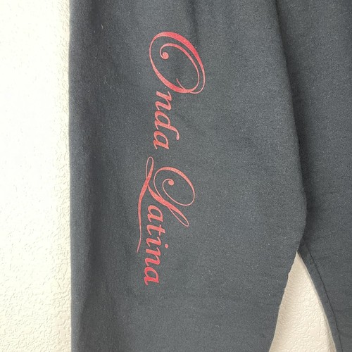 Onda Latina Graphic Mens Black Sweat Pants Size S Draw String Waist Side Pockets - Picture 5 of 6