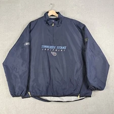 Reebok Tennessee Titans Jacket 1/4 Zip Navy Blue Mens Size XL Coach Windbreaker