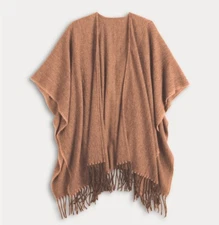 Women’s Cejon lurex herringbone Ruana Color Chestnut