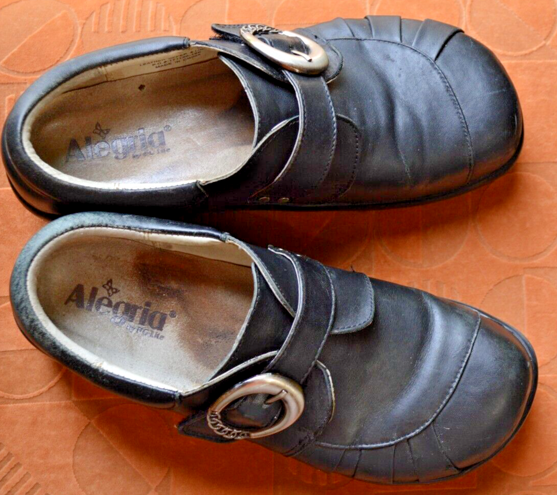 ALEGRIA Khloe Black Leather Comfort Walking Shoes for Women EUR 39 US 9-image