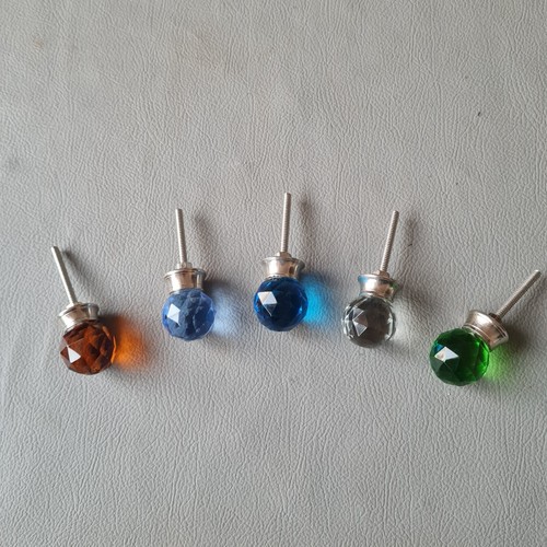 6 Pcs VTG Blue, Green, Orange, Light Blue, White Style Glass Cabinet Drawer knob - Picture 3 of 8