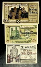 1921 Germany SAALFELD 25 50 75 Phennig Banknote / Notgeld