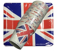 12 Union Jack Plates & 24 Union Jack Cups British Tableware UK Celebrations