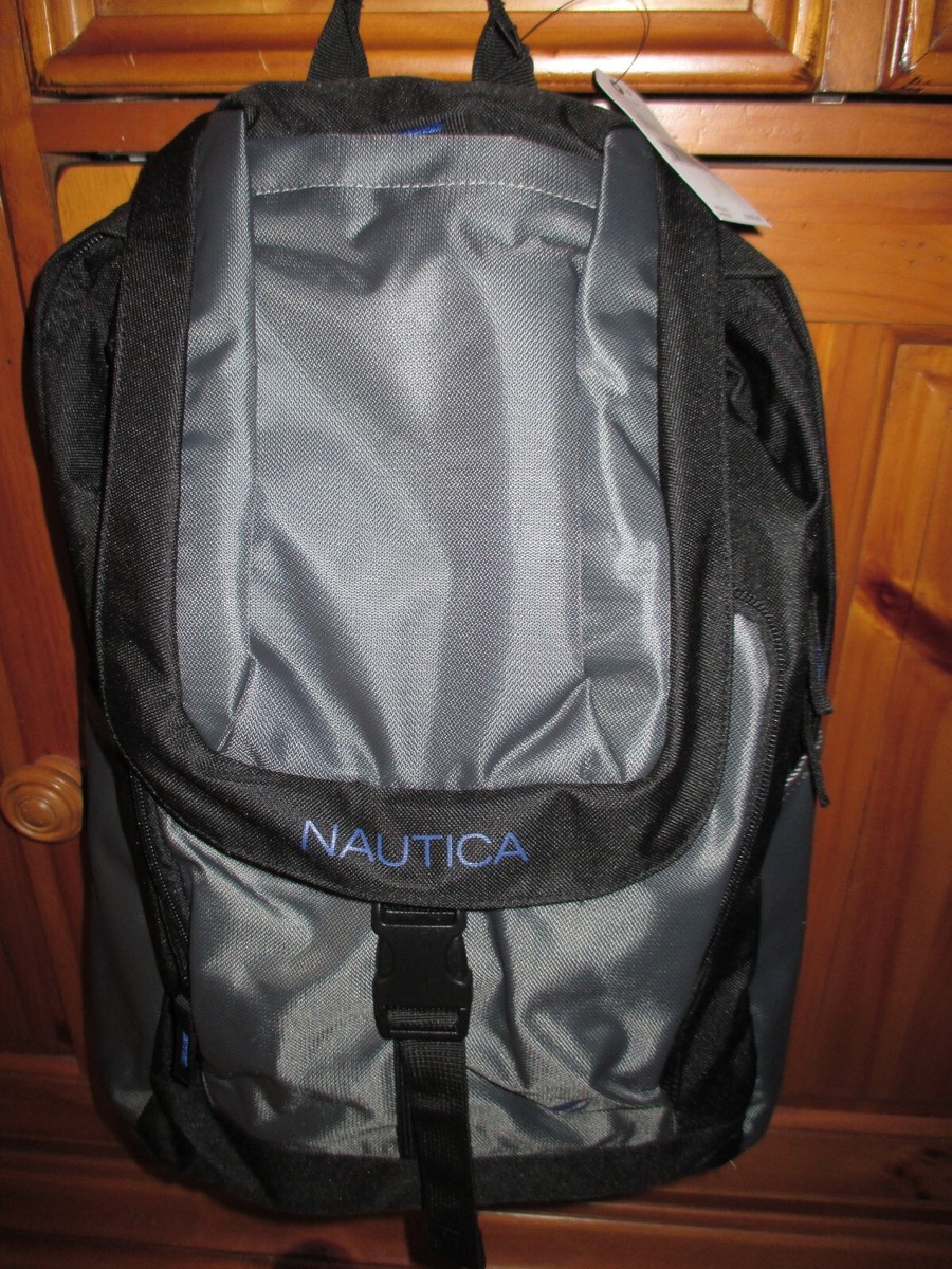 NWT NAUTICA ~Full Size~ Classic Black/Gray Backpack School, Laptop