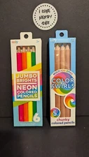 Lot Of 2 - Neon Colored Pencils 6ct & Color-Swirl 5ct Colored Pencils