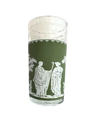 Wedgewood Jasper Jeanette Glass Green White Jasper Egyptian Figures Vintage